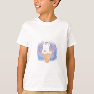 T-shirt aquarelle de chat crème glacée