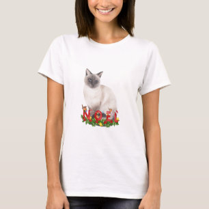 T-shirt Aquarelle de chat siamois de Noël