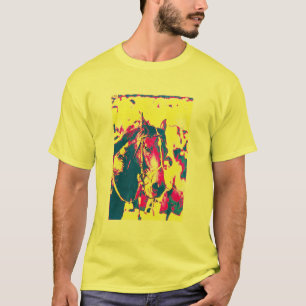 T-shirt Aquarelle de cheval de course de pur sang de