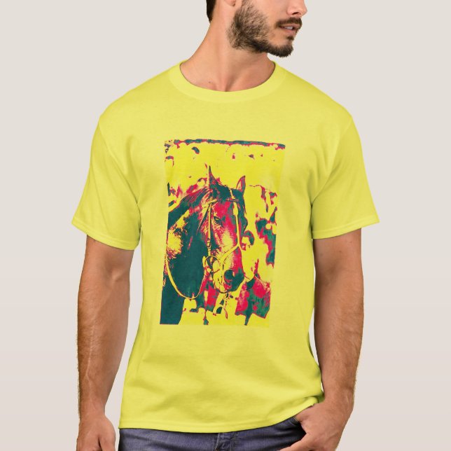 T-shirt Aquarelle de cheval de course de pur sang de (Devant)
