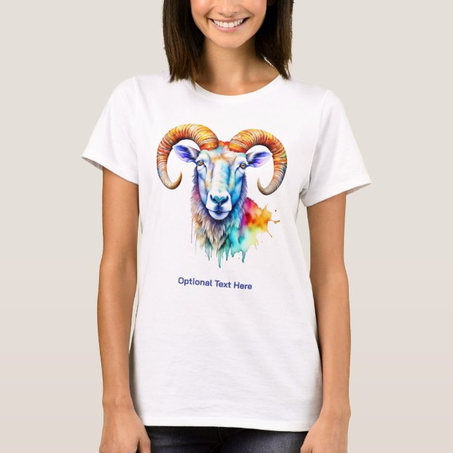 T-shirt Aquarelle de chèvre de montagne Ram Multicolor Pai (Devant)