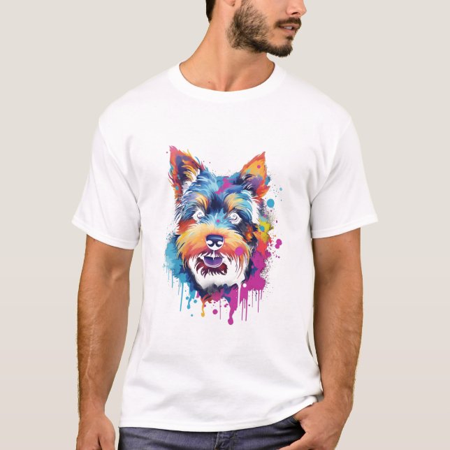 T-shirt Aquarelle de chien mignonne drôle (Devant)