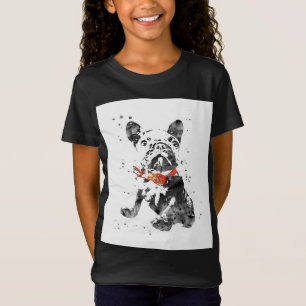 T-Shirt Aquarelle de chien taureau français   Cadeaux Amo