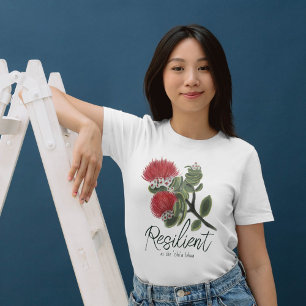 T-shirt Aquarelle de fleur de Lehua rouge hawaïenne Résili