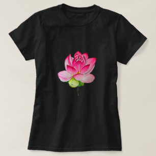 T-shirt Aquarelle de fleur de lotte rose art