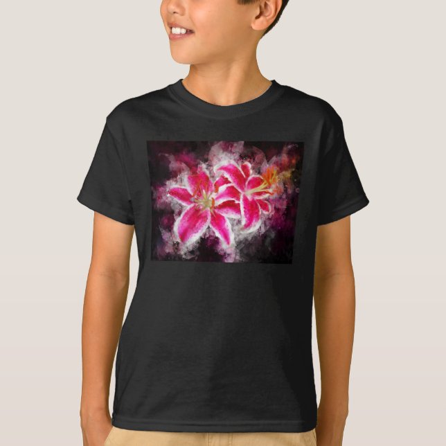 T-shirt Aquarelle de fleur de Stargazer Lily - bb 03 (Devant)