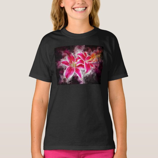 T-shirt Aquarelle de fleur de Stargazer Lily - bb 03 (Devant)