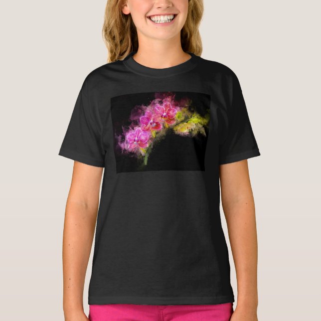 T-shirt Aquarelle de fleur d'orchidée - rose bb 01 (Devant)