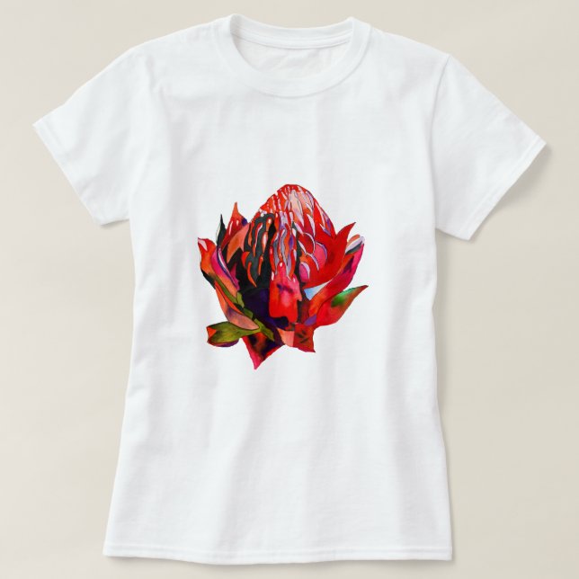 T-shirt Aquarelle de fleurs indigènes de Waratah (Design devant)