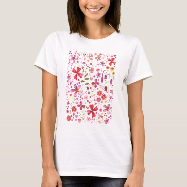 T-shirt Aquarelle de fleurs sauvages (Devant)