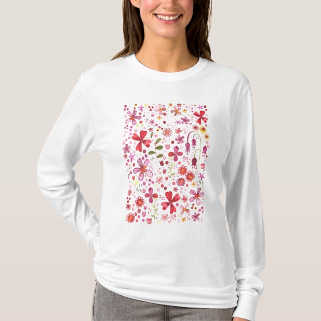 T-shirt Aquarelle de fleurs sauvages (Devant)