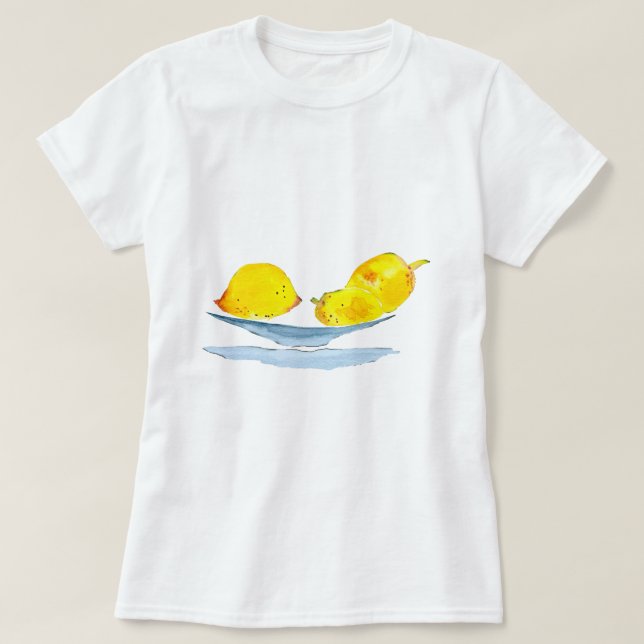 T-shirt Aquarelle de fruit jaune citron (Design devant)