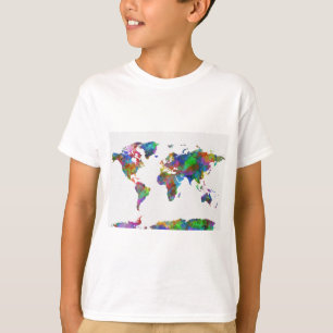 T-shirt aquarelle de la carte mondiale