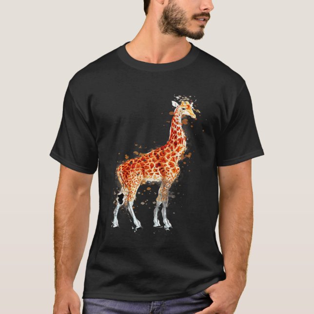 T-shirt Aquarelle de la faune de Giraffe (Devant)