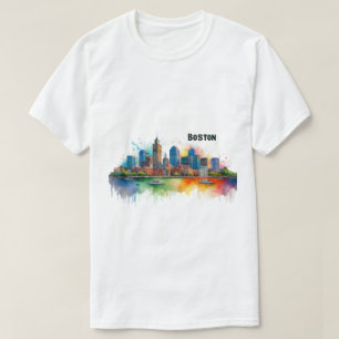 T-shirt Aquarelle de la skyline de Boston