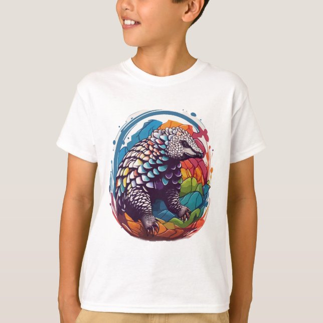 T-shirt Aquarelle de Pangolin colorée (Devant)