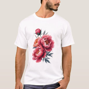 T-shirt Aquarelle de pivoine - Expression florale gras