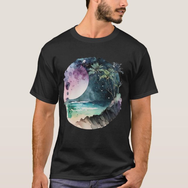 T-shirt Aquarelle de plage tropicale (Devant)