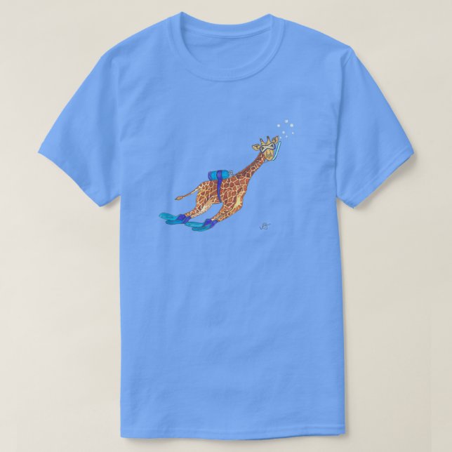 T-shirt Aquarelle de plongée sous-marine Giraffe (Design devant)