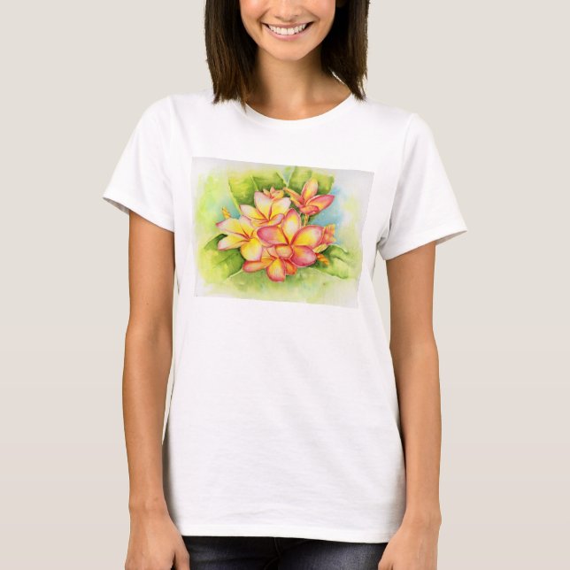 T-shirt Aquarelle de Plumeria par Malorie Arisumi Maui (Devant)