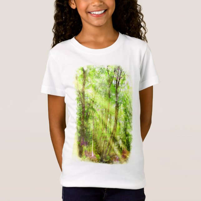 T-Shirt Aquarelle de printemps de la forêt verte (Devant)
