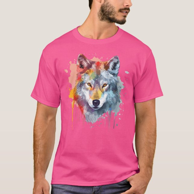 T-shirt Aquarelle de tête de loup (Devant)