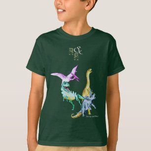 T-shirt Aquarelle Dinosaure Enfants S'ébattent et Rugissen