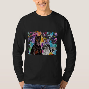 T-shirt Aquarelle Doberman Et Shih Tzu
