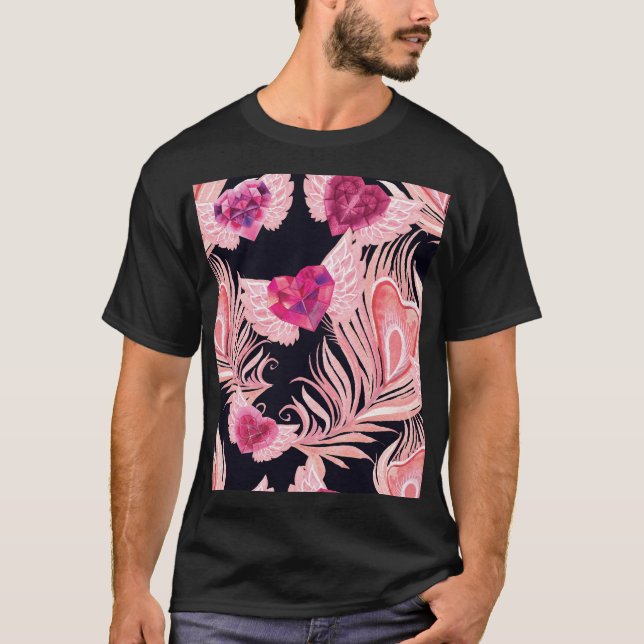 T-shirt Aquarelle douce et transparente Motif de Valentine (Devant)