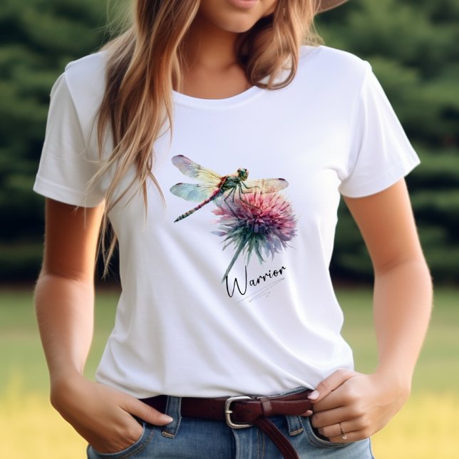 T-shirt Aquarelle Dragonfly Floral Warrior Inspirational (Créateur téléchargé)