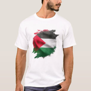 T-shirt Aquarelle Drapeau Palestinien