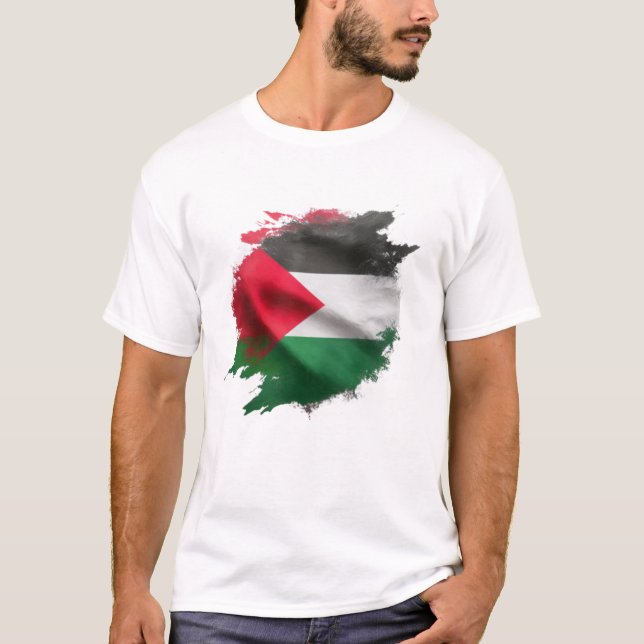 T-shirt Aquarelle Drapeau Palestinien (Devant)