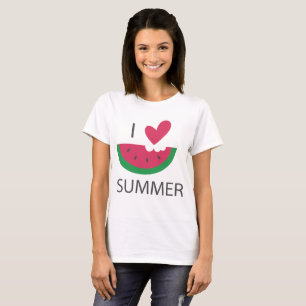 T-shirt Aquarelle drôle Coeur de pastèque J'aime été