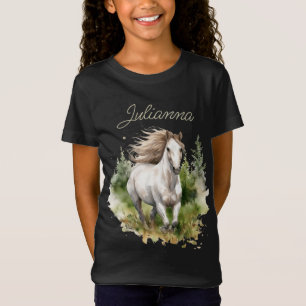 T-Shirt Aquarelle du cheval Blanc Arabe Cheval Pony Nature