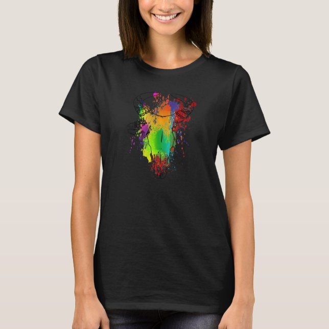 T-shirt Aquarelle du crâne de buffle Bison américain (Devant)