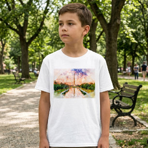 T-shirt Aquarelle du monument Washington au coucher du sol