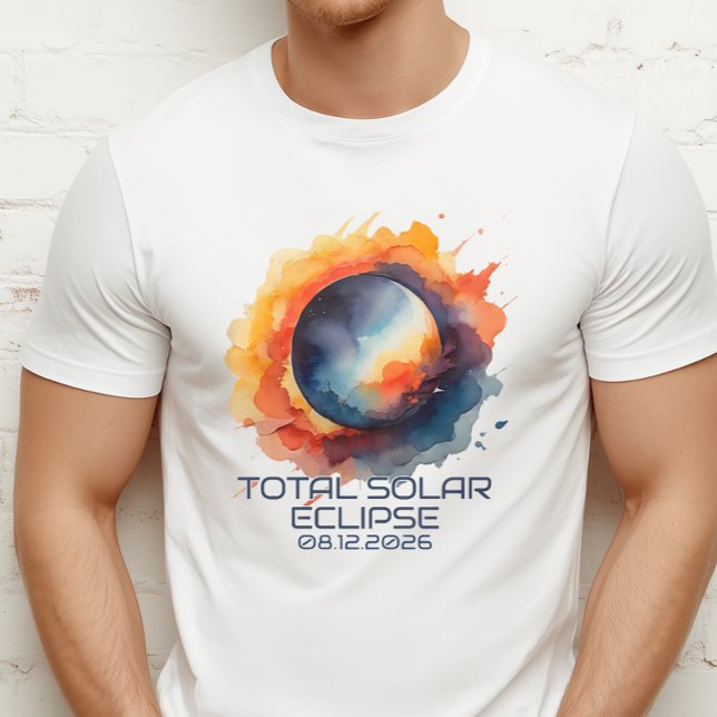 T-shirt Aquarelle Éclipse 2026 Souvenir (Colorful Solar Eclipse Souvenir Tshirt)