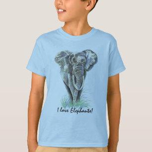 T-shirt Aquarelle Eléphant Africain Animal Nature Art