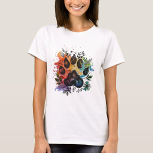 T-shirt Aquarelle Empreinte de patte Boho
