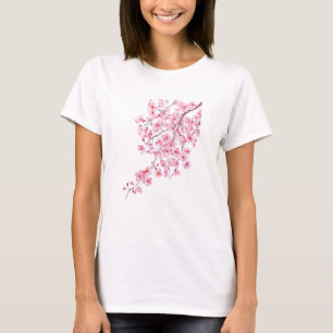 T-shirt aquarelle en fleurs de cerisier rose 2020