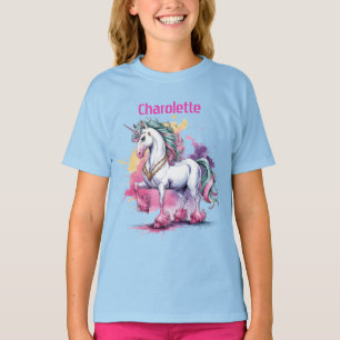T-shirt Aquarelle enchantée Unicorne fête d'anniversaire