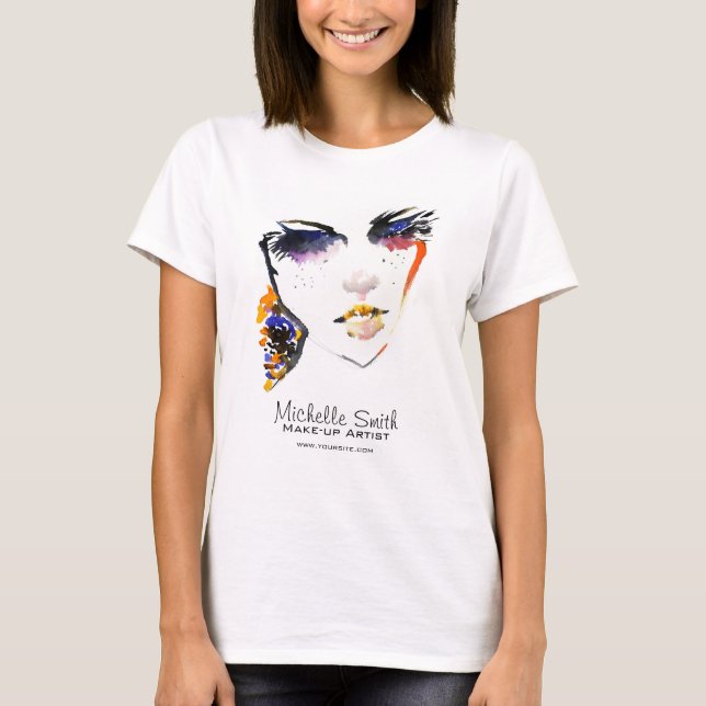 T-shirt Aquarelle face longues cils maquillage marque arti (Devant)