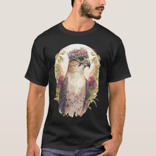 T-shirt Aquarelle Faucon Oiseaux De Proie Fleur Flora