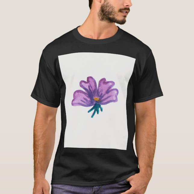 T-shirt aquarelle fleur, effet de main belle (Devant)