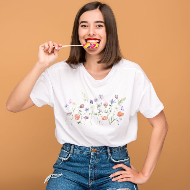 T-shirt Aquarelle fleur sauvage, Fleurs Botaniques, Nature (Créateur téléchargé)