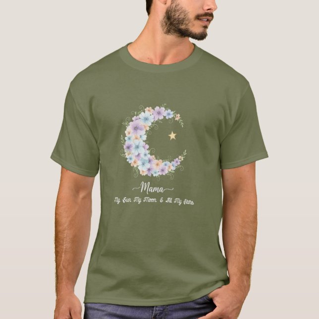 T-shirt Aquarelle Fleurie Lune Maman (Devant)