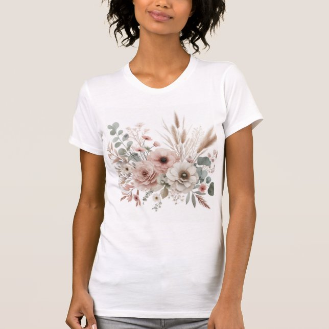 T-shirt Aquarelle fleurs pastel en Candy Land (Devant)