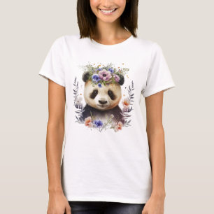 T-shirt Aquarelle Floral Panda Cute