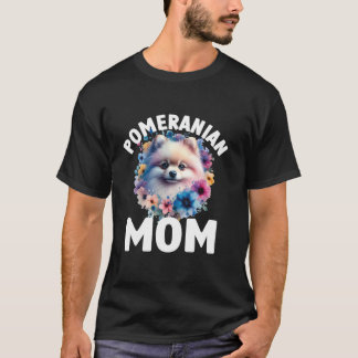 T-shirt Aquarelle Floral Pomeranian Mama Amoureux des chie