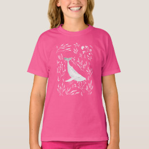 T-shirt Aquarelle Florale baleine à bosse fille rose